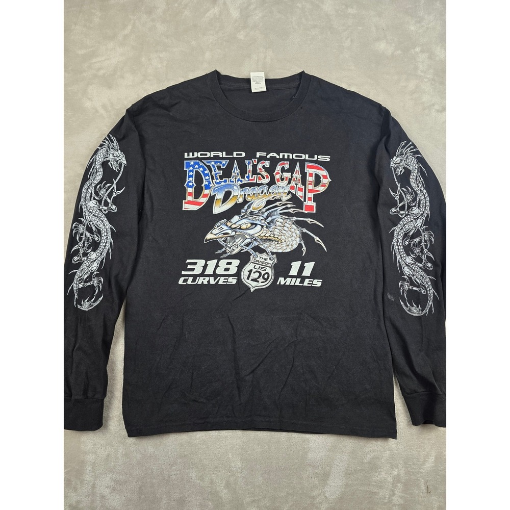 Deals Gap Dragon Long Sleeve Shirt Mens L Black Graphic Sleeve Hits US 129 Y2K